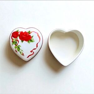 Vintage Teleflora 1984 Heart Shaped Ceramic Trinket Box Made in Japan